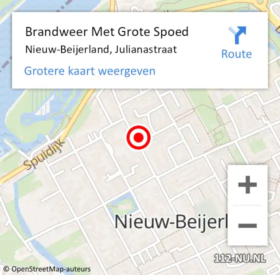 Locatie op kaart van de 112 melding: Brandweer Met Grote Spoed Naar Nieuw-Beijerland, Julianastraat op 31 mei 2022 15:42
