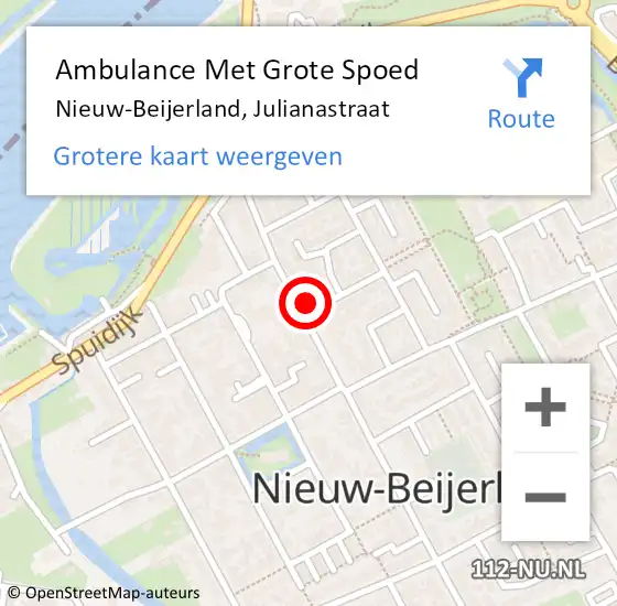 Locatie op kaart van de 112 melding: Ambulance Met Grote Spoed Naar Nieuw-Beijerland, Julianastraat op 31 mei 2022 15:42