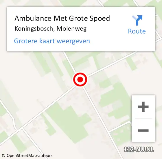 Locatie op kaart van de 112 melding: Ambulance Met Grote Spoed Naar Koningsbosch, Molenweg op 31 mei 2022 15:55