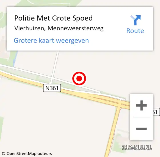 Locatie op kaart van de 112 melding: Politie Met Grote Spoed Naar Vierhuizen, Menneweersterweg op 31 mei 2022 16:00