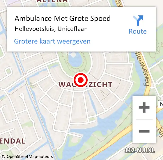 Locatie op kaart van de 112 melding: Ambulance Met Grote Spoed Naar Hellevoetsluis, Uniceflaan op 31 mei 2022 16:08
