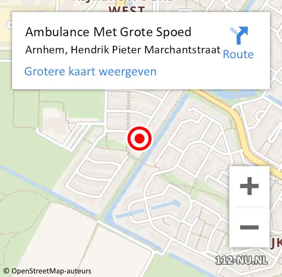 Locatie op kaart van de 112 melding: Ambulance Met Grote Spoed Naar Arnhem, Hendrik Pieter Marchantstraat op 31 mei 2022 16:13