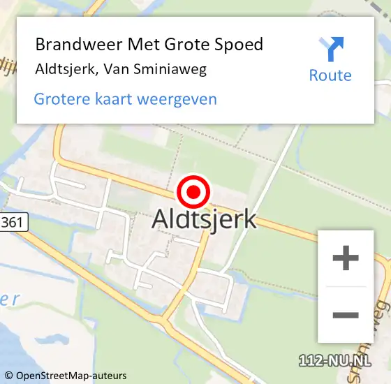 Locatie op kaart van de 112 melding: Brandweer Met Grote Spoed Naar Aldtsjerk, Van Sminiaweg op 31 mei 2022 18:02
