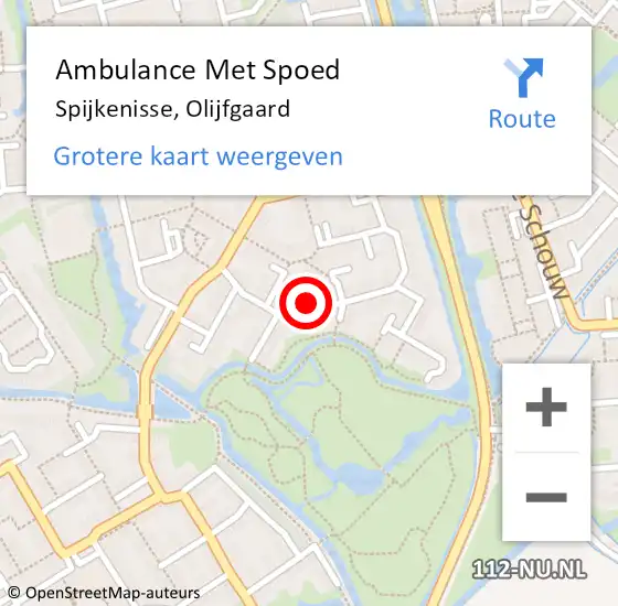Locatie op kaart van de 112 melding: Ambulance Met Spoed Naar Spijkenisse, Olijfgaard op 31 mei 2022 19:01