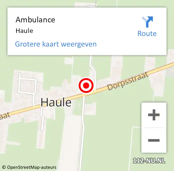 Locatie op kaart van de 112 melding: Ambulance Haule op 31 mei 2022 22:07