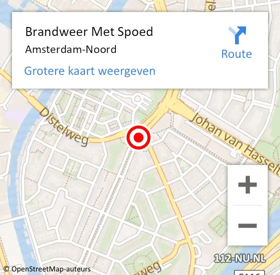 Locatie op kaart van de 112 melding: Brandweer Met Spoed Naar Amsterdam-Noord op 1 juni 2022 06:22