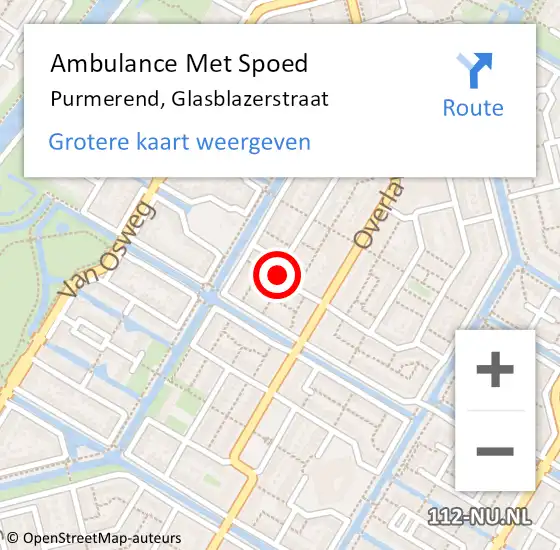Locatie op kaart van de 112 melding: Ambulance Met Spoed Naar Purmerend, Glasblazerstraat op 1 juni 2022 10:13