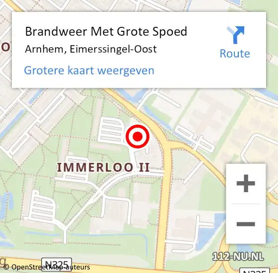 Locatie op kaart van de 112 melding: Brandweer Met Grote Spoed Naar Arnhem, Eimerssingel-Oost op 1 juni 2022 11:01