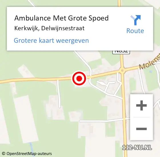 Locatie op kaart van de 112 melding: Ambulance Met Grote Spoed Naar Kerkwijk, Delwijnsestraat op 1 juni 2022 11:32