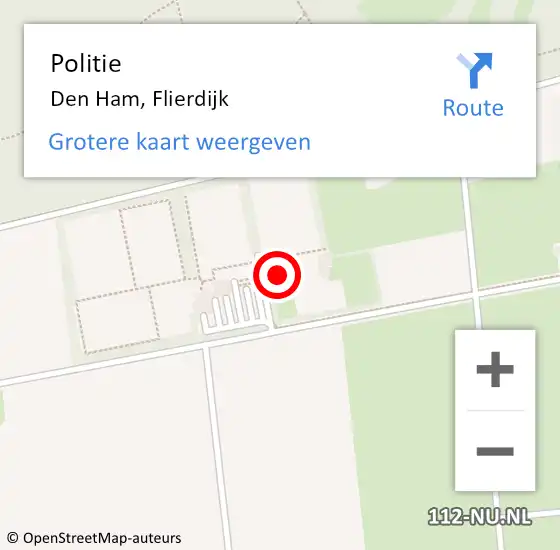 Locatie op kaart van de 112 melding: Politie Den Ham, Flierdijk op 1 juni 2022 14:16