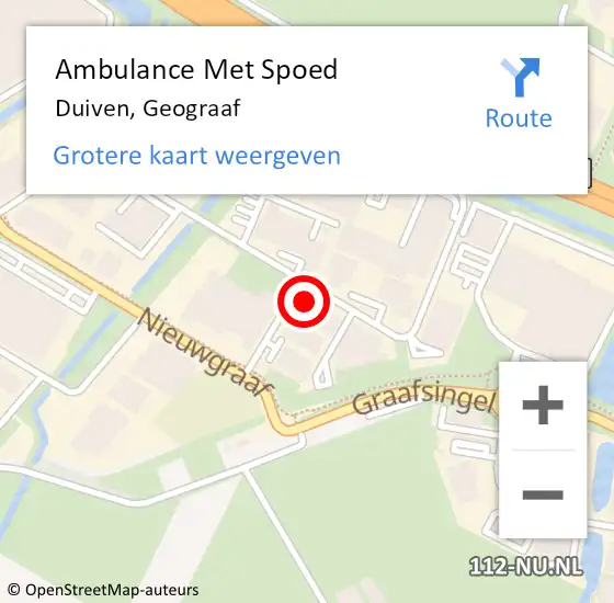Locatie op kaart van de 112 melding: Ambulance Met Spoed Naar Duiven, Geograaf op 1 juni 2022 14:45