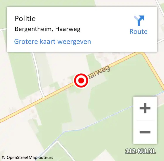 Locatie op kaart van de 112 melding: Politie Bergentheim, Haarweg op 1 juni 2022 16:01
