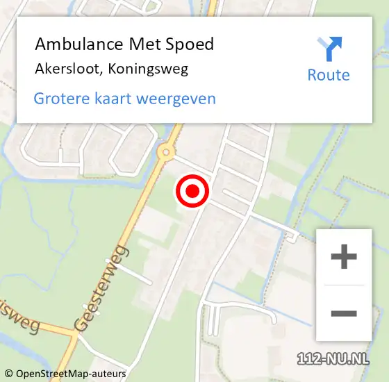 Locatie op kaart van de 112 melding: Ambulance Met Spoed Naar Akersloot, Koningsweg op 1 juni 2022 16:06