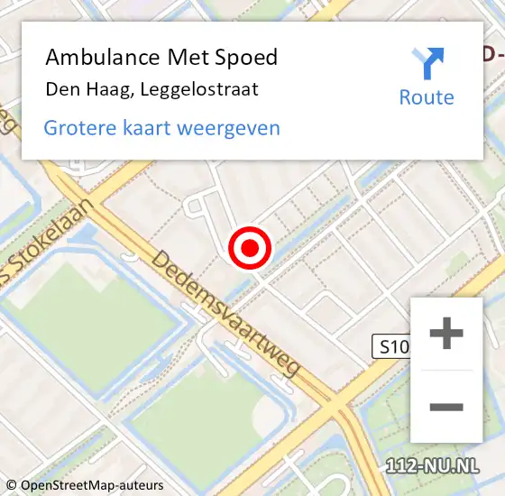 Locatie op kaart van de 112 melding: Ambulance Met Spoed Naar Den Haag, Leggelostraat op 1 juni 2022 16:22