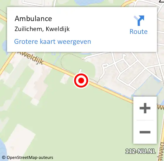 Locatie op kaart van de 112 melding: Ambulance Zuilichem, Kweldijk op 18 juli 2014 22:27