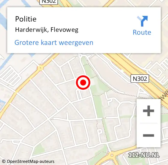 Locatie op kaart van de 112 melding: Politie Harderwijk, Flevoweg op 1 juni 2022 17:17
