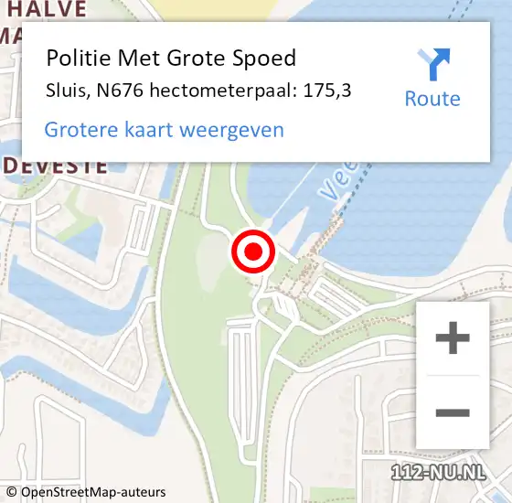 Locatie op kaart van de 112 melding: Politie Met Grote Spoed Naar Sluis, N676 hectometerpaal: 175,3 op 1 juni 2022 17:37