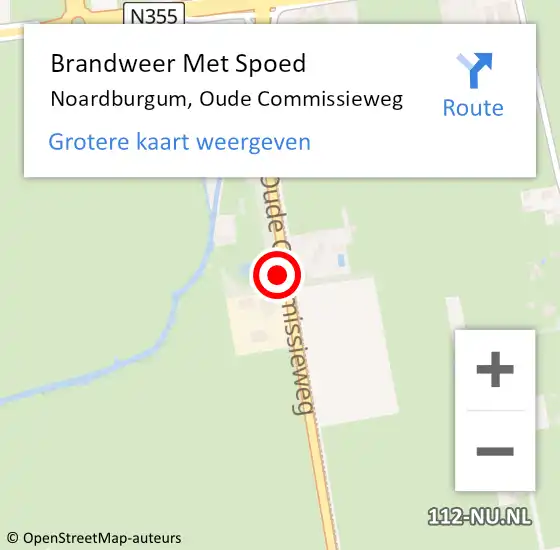Locatie op kaart van de 112 melding: Brandweer Met Spoed Naar Noardburgum, Oude Commissieweg op 1 juni 2022 18:03
