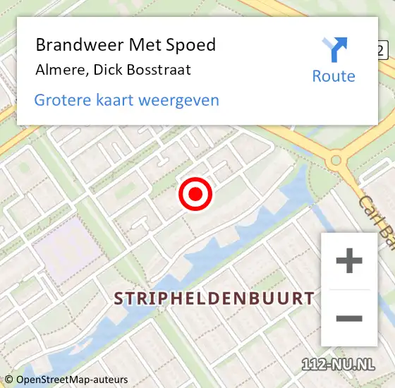Locatie op kaart van de 112 melding: Brandweer Met Spoed Naar Almere, Dick Bosstraat op 1 juni 2022 19:39