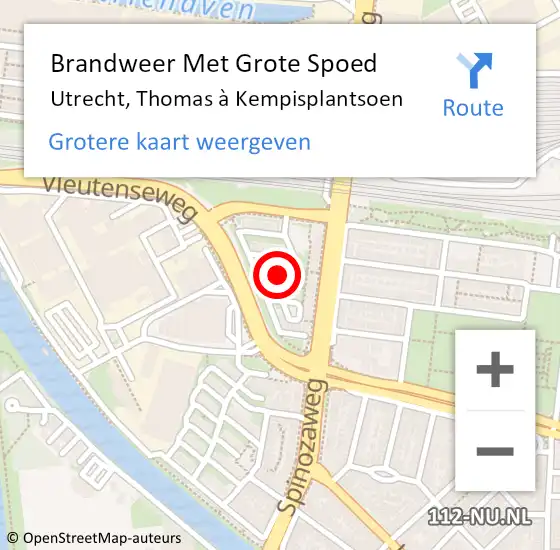 Locatie op kaart van de 112 melding: Brandweer Met Grote Spoed Naar Utrecht, Thomas à Kempisplantsoen op 1 juni 2022 23:48