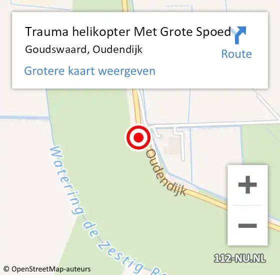 Locatie op kaart van de 112 melding: Trauma helikopter Met Grote Spoed Naar Goudswaard, Oudendijk op 2 juni 2022 00:20