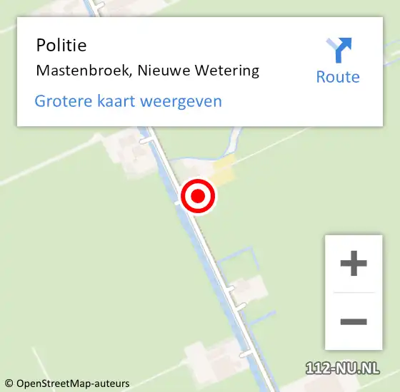 Locatie op kaart van de 112 melding: Politie Mastenbroek, Nieuwe Wetering op 2 juni 2022 02:42