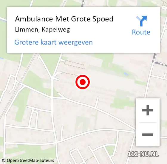 Locatie op kaart van de 112 melding: Ambulance Met Grote Spoed Naar Limmen, Kapelweg op 2 juni 2022 07:48
