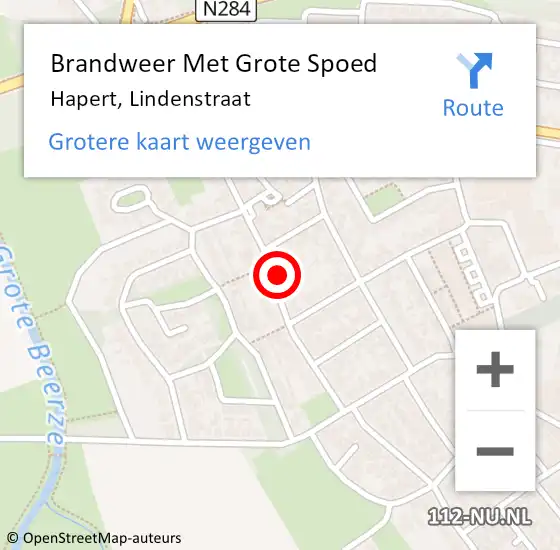 Locatie op kaart van de 112 melding: Brandweer Met Grote Spoed Naar Hapert, Lindenstraat op 2 juni 2022 12:13