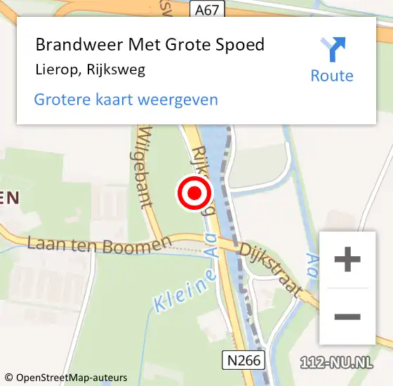 Locatie op kaart van de 112 melding: Brandweer Met Grote Spoed Naar Lierop, Rijksweg op 2 juni 2022 13:38