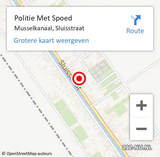 Locatie op kaart van de 112 melding: Politie Met Spoed Naar Musselkanaal, Sluisstraat op 2 juni 2022 13:46