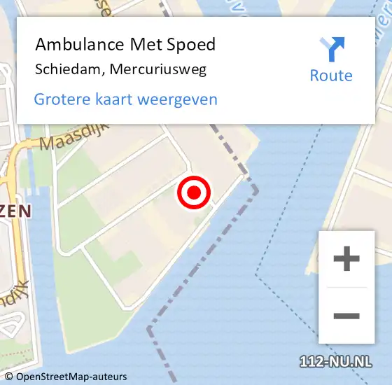 Locatie op kaart van de 112 melding: Ambulance Met Spoed Naar Schiedam, Mercuriusweg op 2 juni 2022 13:49