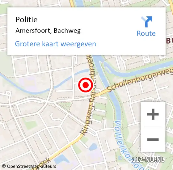Locatie op kaart van de 112 melding: Politie Amersfoort, Bachweg op 2 juni 2022 14:56