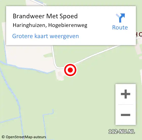 Locatie op kaart van de 112 melding: Brandweer Met Spoed Naar Haringhuizen, Hogebierenweg op 2 juni 2022 17:19