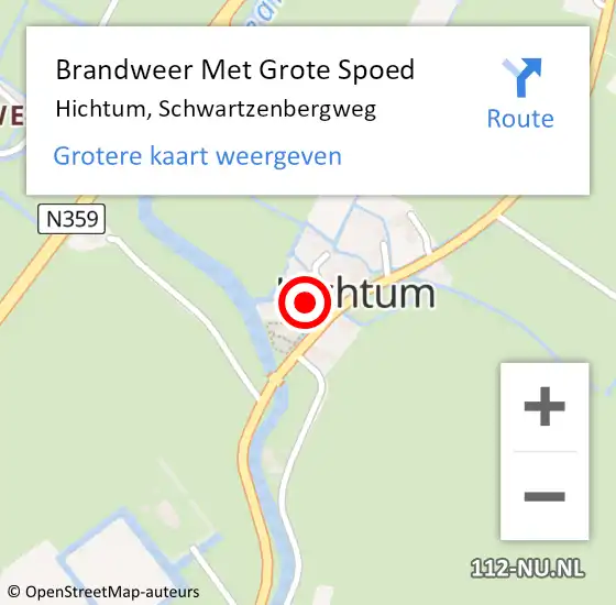 Locatie op kaart van de 112 melding: Brandweer Met Grote Spoed Naar Hichtum, Schwartzenbergweg op 3 juni 2022 04:42