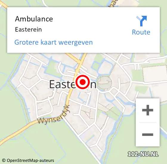 Locatie op kaart van de 112 melding: Ambulance Easterein op 3 juni 2022 06:33