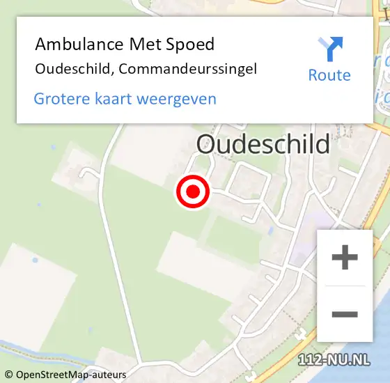 Locatie op kaart van de 112 melding: Ambulance Met Spoed Naar Oudeschild, Commandeurssingel op 3 juni 2022 08:59