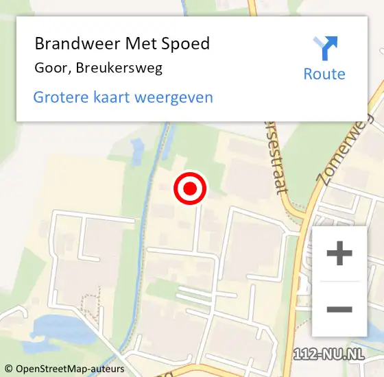 Locatie op kaart van de 112 melding: Brandweer Met Spoed Naar Goor, Breukersweg op 3 juni 2022 09:49