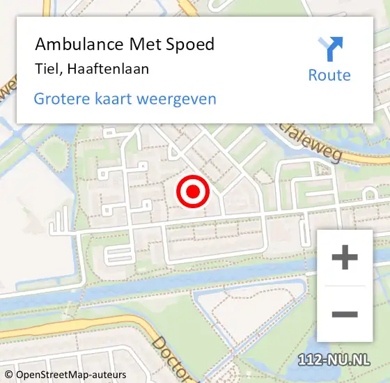 Locatie op kaart van de 112 melding: Ambulance Met Spoed Naar Tiel, Haaftenlaan op 3 juni 2022 11:09