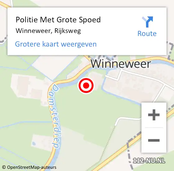 Locatie op kaart van de 112 melding: Politie Met Grote Spoed Naar Winneweer, Rijksweg op 3 juni 2022 11:48