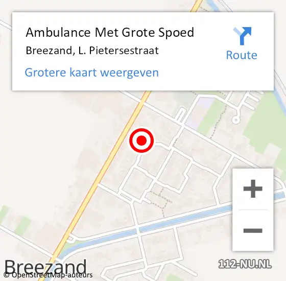 Locatie op kaart van de 112 melding: Ambulance Met Grote Spoed Naar Breezand, L. Pietersestraat op 3 juni 2022 12:38