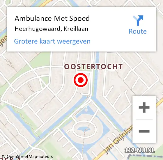 Locatie op kaart van de 112 melding: Ambulance Met Spoed Naar Heerhugowaard, Kreillaan op 3 juni 2022 16:49
