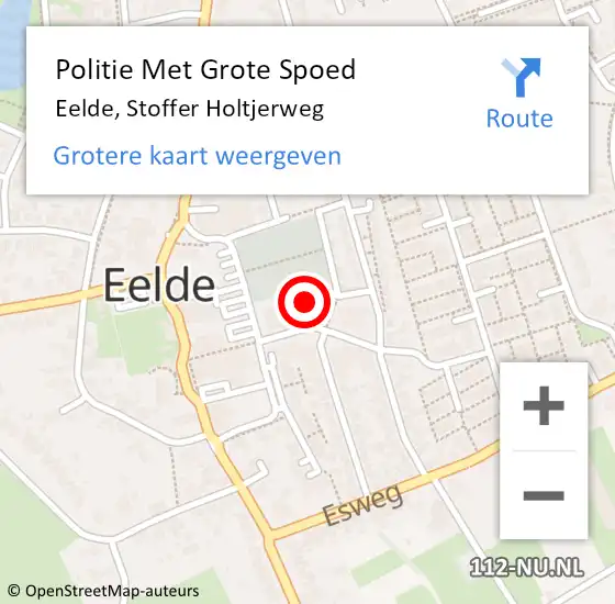 Locatie op kaart van de 112 melding: Politie Met Grote Spoed Naar Eelde, Stoffer Holtjerweg op 3 juni 2022 17:27