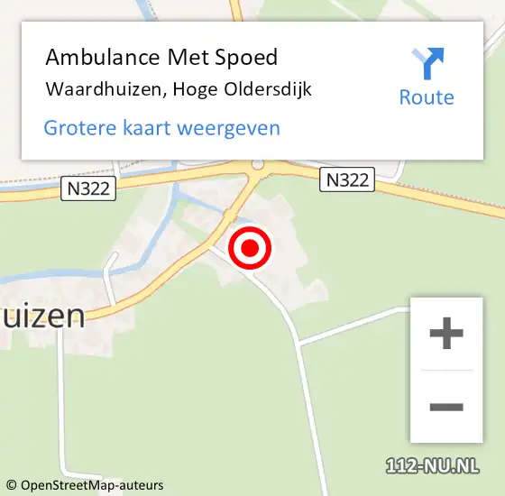 Locatie op kaart van de 112 melding: Ambulance Met Spoed Naar Waardhuizen, Hoge Oldersdijk op 19 juli 2014 06:20