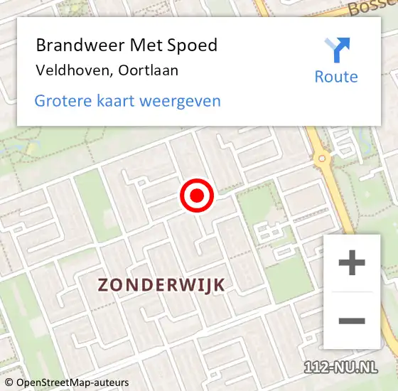 Locatie op kaart van de 112 melding: Brandweer Met Spoed Naar Veldhoven, Oortlaan op 3 juni 2022 19:02