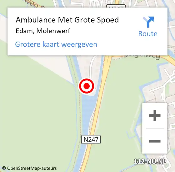 Locatie op kaart van de 112 melding: Ambulance Met Grote Spoed Naar Edam, Molenwerf op 3 juni 2022 20:04