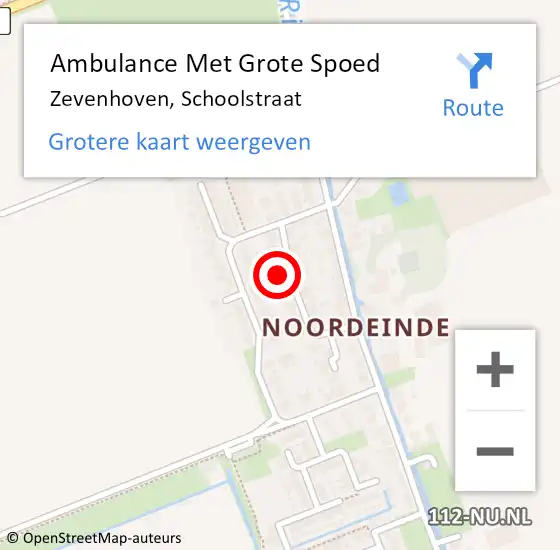 Locatie op kaart van de 112 melding: Ambulance Met Grote Spoed Naar Zevenhoven, Schoolstraat op 3 juni 2022 22:01