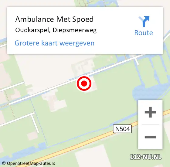 Locatie op kaart van de 112 melding: Ambulance Met Spoed Naar Oudkarspel, Diepsmeerweg op 3 juni 2022 22:47