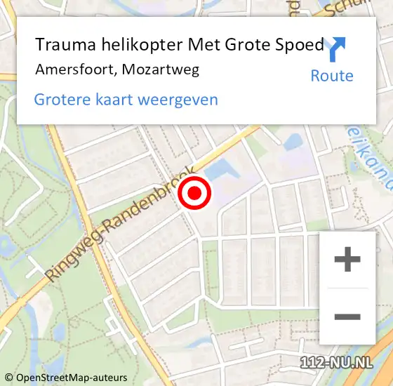 Locatie op kaart van de 112 melding: Trauma helikopter Met Grote Spoed Naar Amersfoort, Mozartweg op 3 juni 2022 22:55