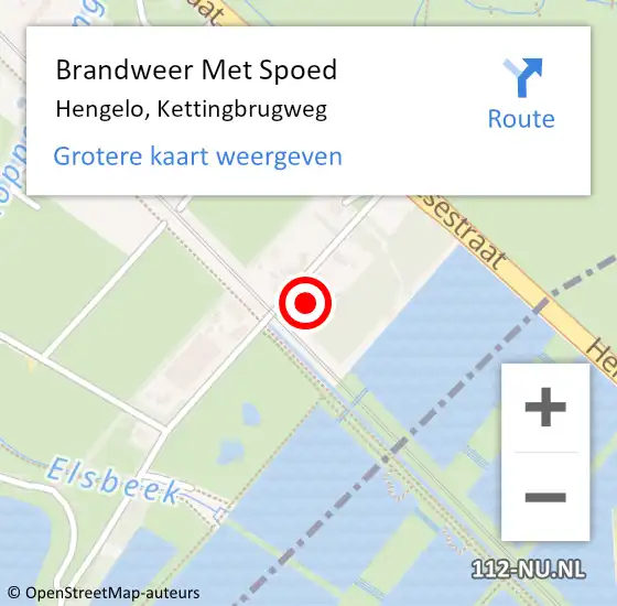 Locatie op kaart van de 112 melding: Brandweer Met Spoed Naar Hengelo, Kettingbrugweg op 3 juni 2022 23:01