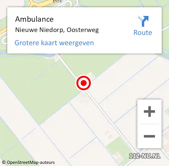 Locatie op kaart van de 112 melding: Ambulance Nieuwe Niedorp, Oosterweg op 4 juni 2022 09:57